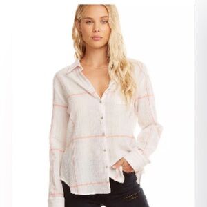 CHASER Classic long sleeve Button Down Shirt Madras size medium NWOT